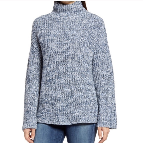 Caslon Sweaters - Caslon Shaker Mock Neck Sweater Blue Size XS